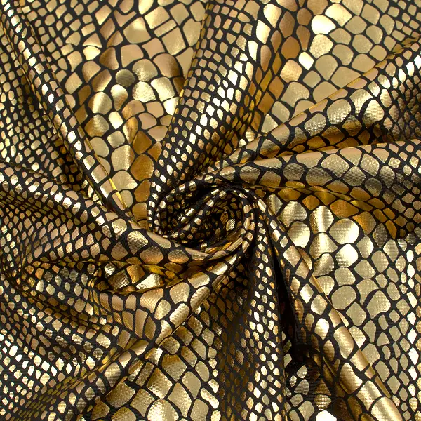 Stretch Folienjersey "Schlangen Optik" Farbe Gold Preisreduziert