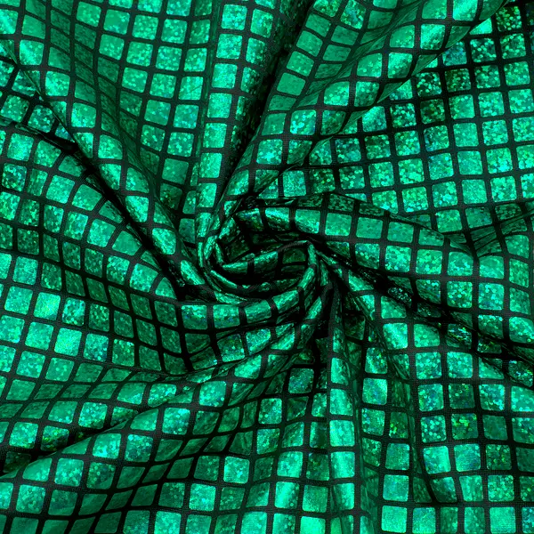 Stretch Folienjersey "Karo Hologramm" Farbe Gras-Grün Meistverkauft