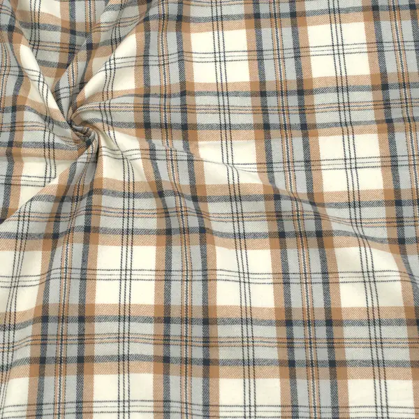 100% Baumwolle Flanell "Karos Klassik 5" Farbe Ecru-Blau Neue Kollektion