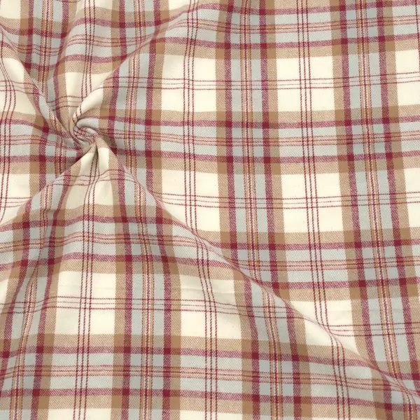 100% Baumwolle Flanell "Karos Klassik 5" Farbe Ecru-Bordeaux Bestseller