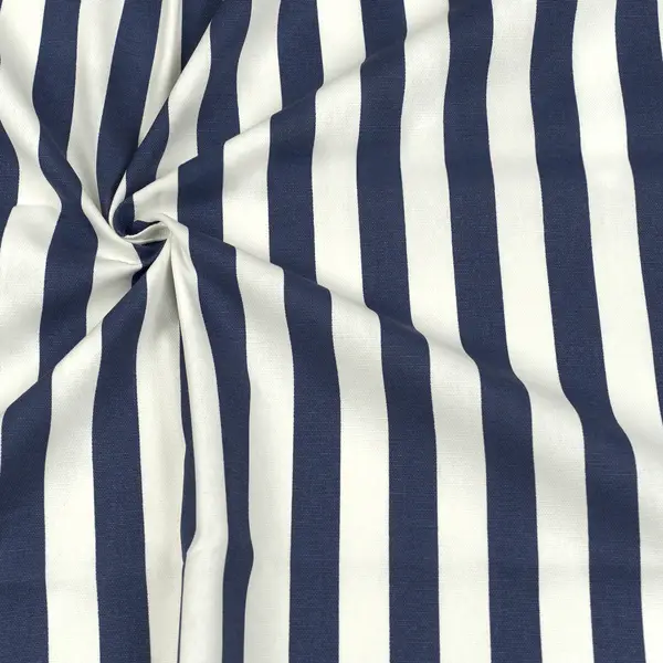 100% Baumwolle Canvas Breite 280cm "Blockstreifen 3" Farbe Ecru Navy-Blau Zertifiziert