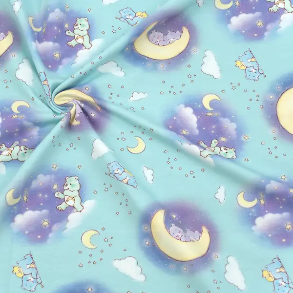 Nur Heute Lizenz Baumwoll Stretch Jersey "Glücksbärchen" Farbe Hell-Blau