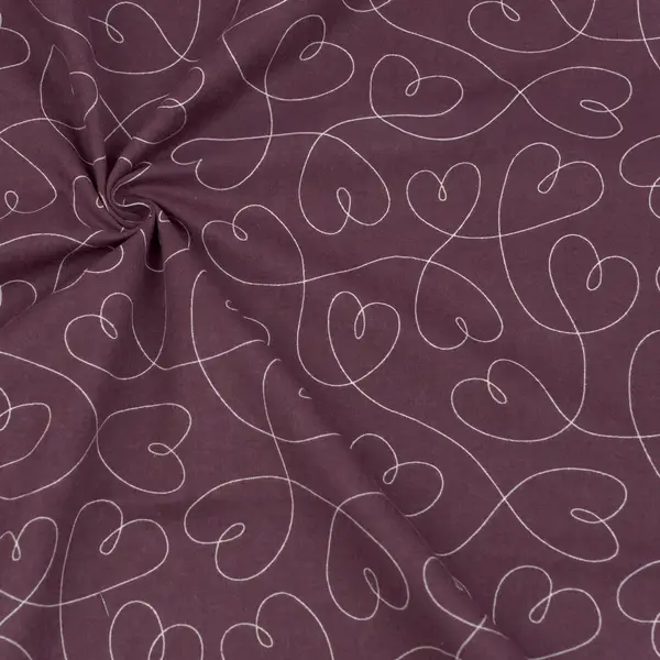 Super-Preis 100% Baumwolle Flanell "Herzlinien" Farbe Bordeaux