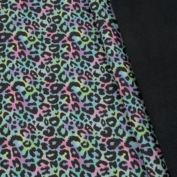 Super-Preis Softshell Fleece Stoff "Leopard Bunt" Farbe Multicolor
