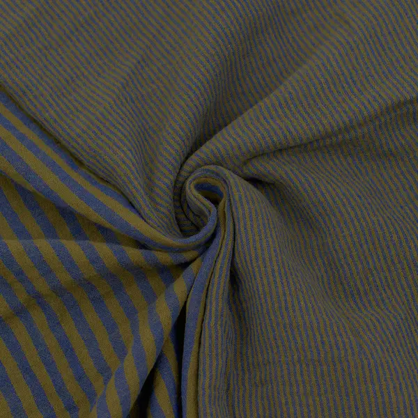 Top-Angebot 100% Baumwolle Musselin Doubleface "Streifen Bicolor" Farbe Grün-Blau