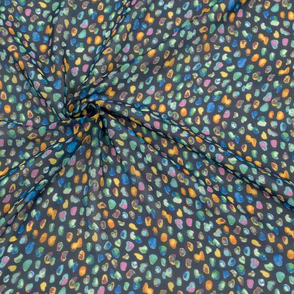 Polyester Chiffon "Bunte Kieselsteine" Farbe Dunkel-Blau Meistverkauft