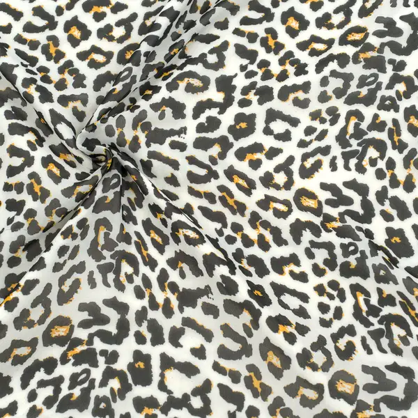 Polyester Chiffon "Leopard Print 3" Farbe Creme-Weiss Nur Heute
