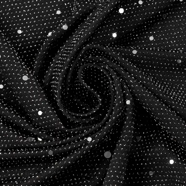 Stretch Glitzerstoff "Silber Pailletten & Lurex" Farbe Schwarz Top-Seller