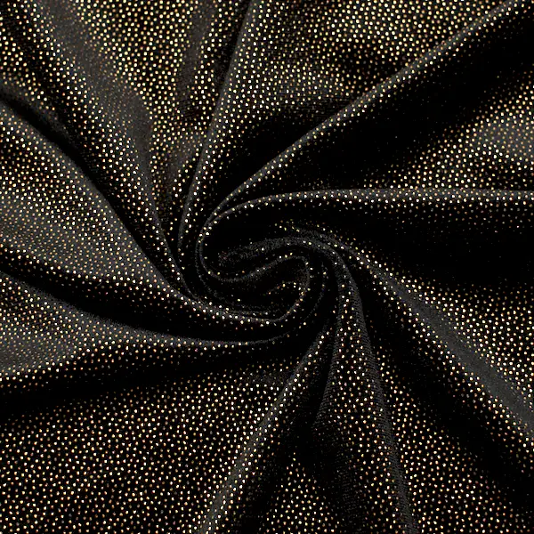 Stretch Pannesamt "Goldpunkte" Farbe Schwarz Mega-Angebot