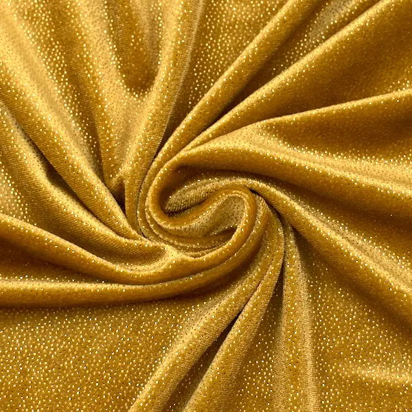 Stretch Pannesamt "Goldpunkte" Farbe Gold-Gelb Versand Am Gleichen Tag