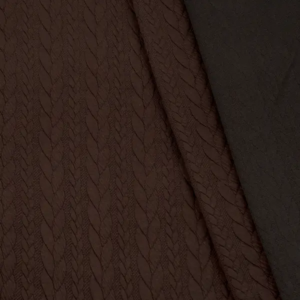 Jacquard Strick Jersey "Zopfmuster" Farbe Dunkel-Braun Sofort Bestellen