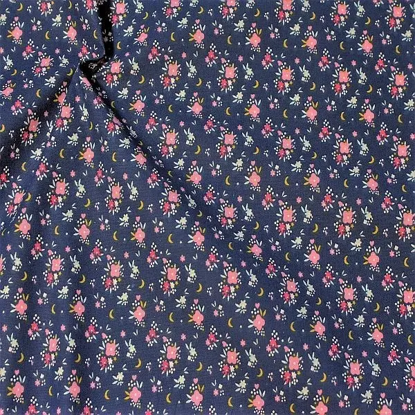 Top-Preis 5,00 Meter - 100% Baumwollstoff "Streublümchen 3" Farbe Blau