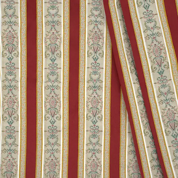 Solange Der Vorrat Reicht 2,50 Meter - Jacquard Dekostoff "Biedermeier Streifen" Farbe Rot