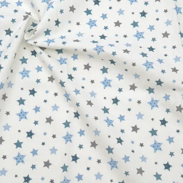 Must-Have 2,90 Meter - 100% Baumwolle Popeline "Sternenvielfalt 2" Farbe Weiss-Blau