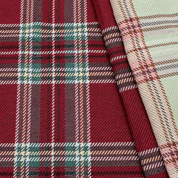 5,50 Meter - Jacquard Dekostoff Doubleface "Chester Karo" Farbe Rot Wochenendangebot
