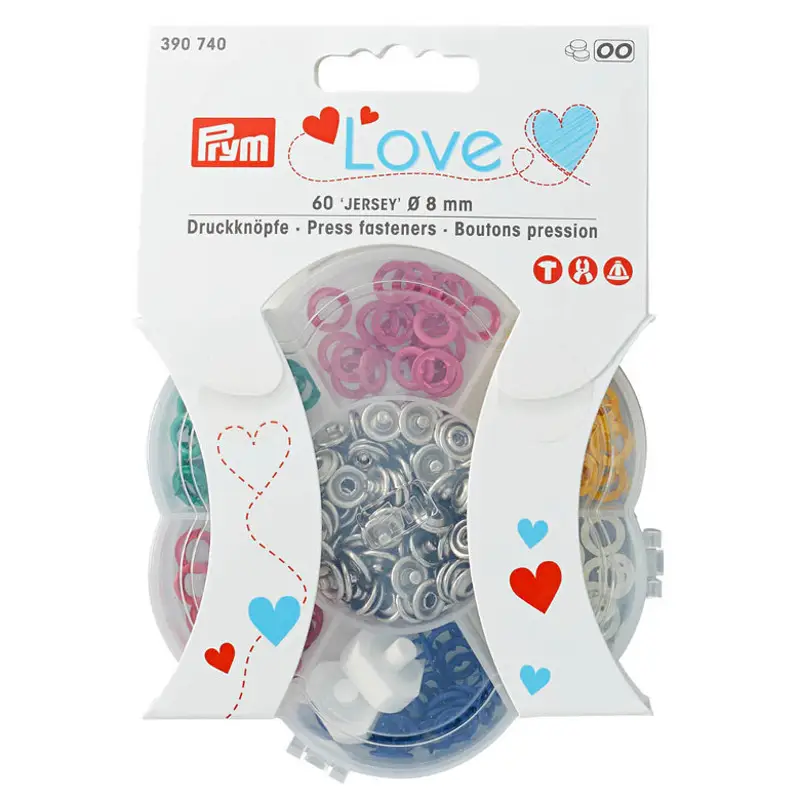 Prym Love 60 Jersey Druckknöpfe Set 8mm in 6 Farben Zertifiziert