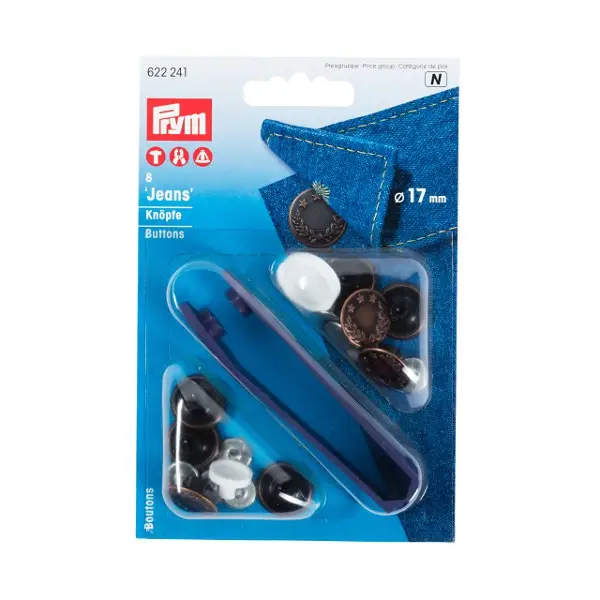 Prym 8 Stück Jeans-Knöpfe Lorbeerkranz 17mm Garantierte Lieferung