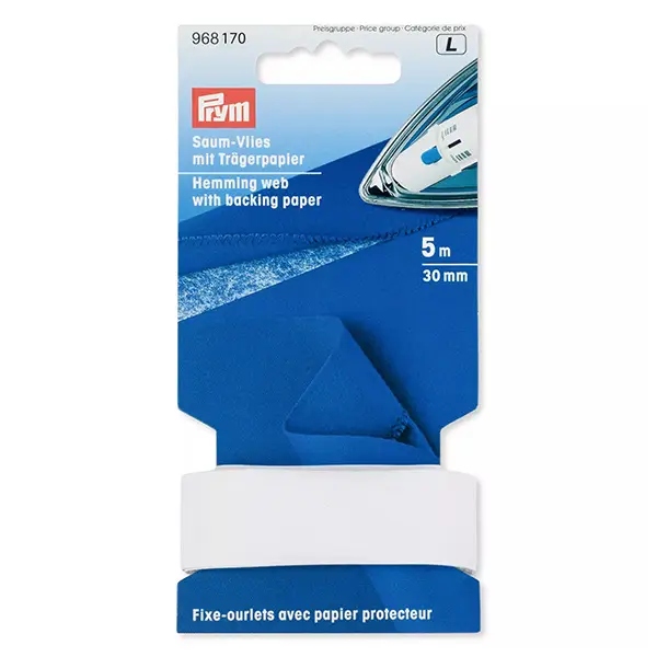 Preiswert Prym 5m Saum-Vlies mit Trägerpapier 30mm breit weiß
