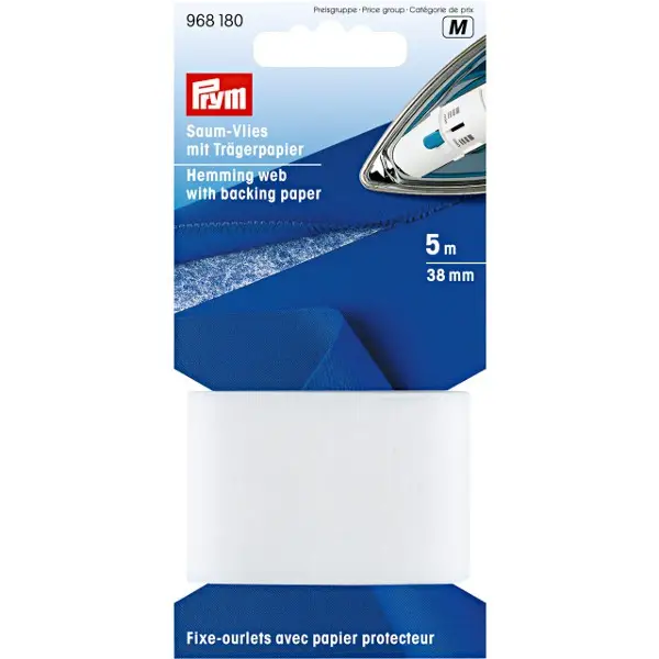 Prym 5m Saum-Vlies mit Trägerpapier 38mm breit weiß Versand Am Gleichen Tag