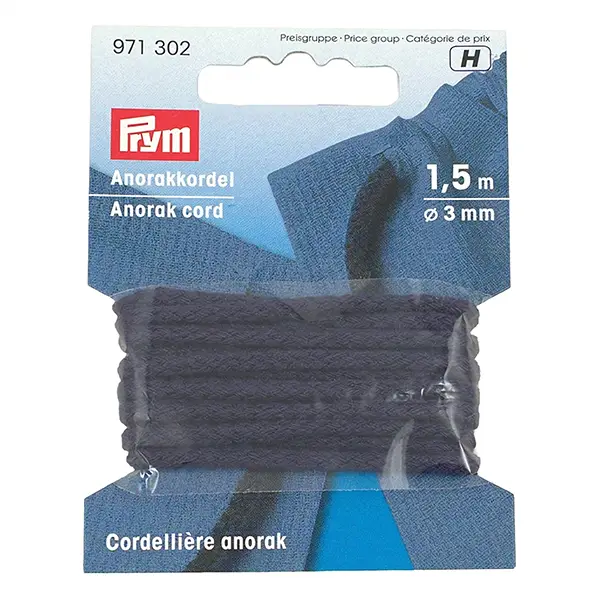 Neuheit Prym 1,5m Anorakkordel Marine 3 mm Durchmesser
