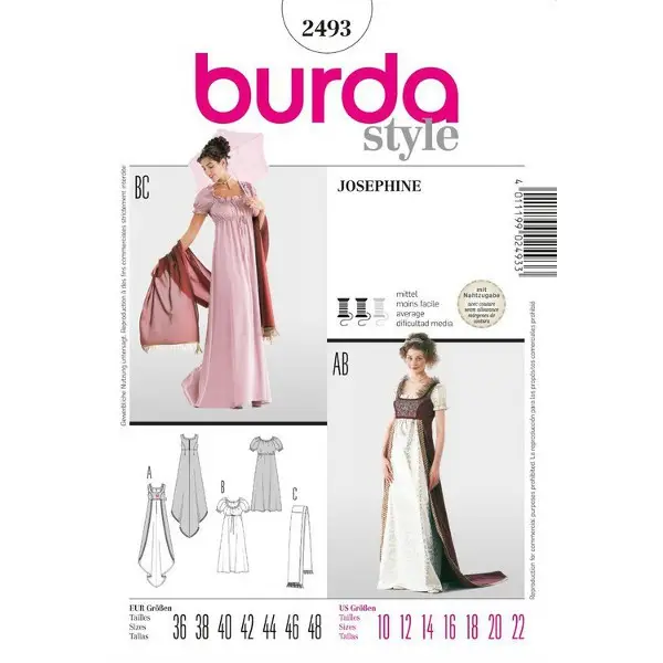 Josephine, Grand Dame, Gr. 36 - 48, Schnittmuster Burda 2493 Top-Preis