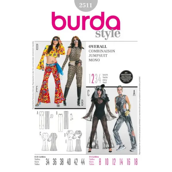 Wildkatze, Spacegirl, Spinne, Hippie, Gr. 34 - 44, Schnittmuster Burda 2511 Sofort Bestellen