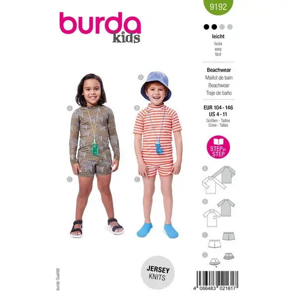 Neu Im Sortiment Kinder Beachwear Gr. 104 - 146 Schnittmuster Burda 9192