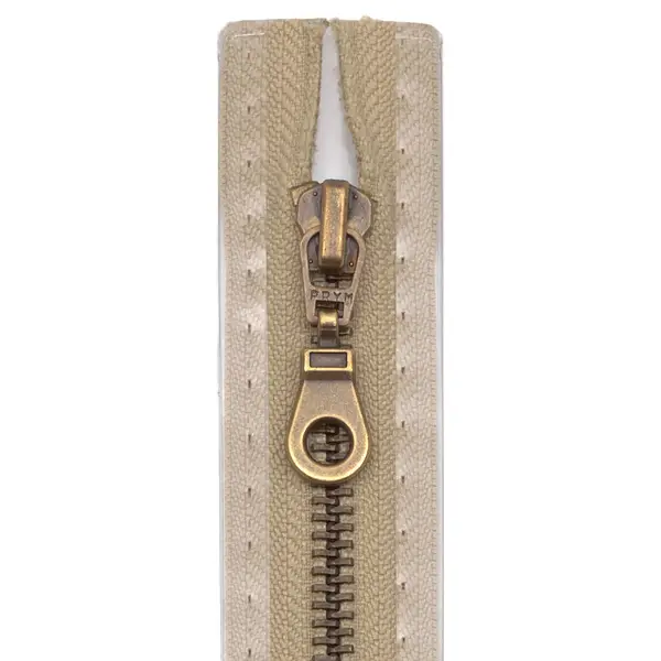 Billig Prym Metall Reißverschluss M5 Typ 10 teilbar 70 cm Altmessing - Farbe 886 Kitt
