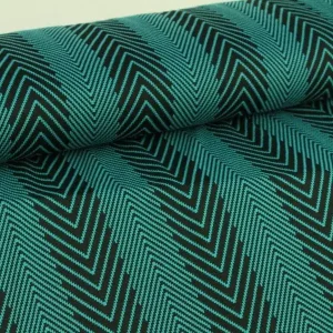 Jacquard Jersey - Black/Seagreen Big Fishbone Schneller Versand