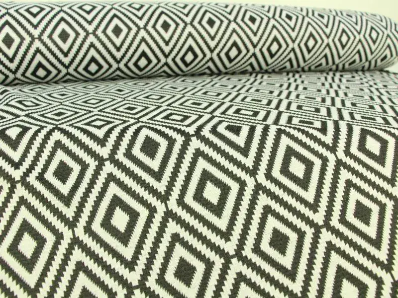 Neue Kollektion Jacquard Jersey - Black/White Aztec