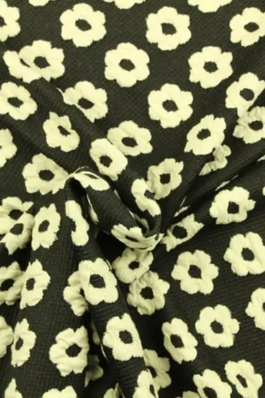 Meistverkauft Jacquard Jersey - Black/White Flowerfield