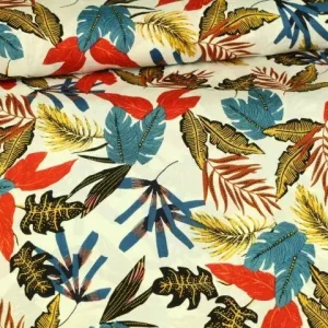 Baumwolle - Leaves of the Tropics - White Expressversand