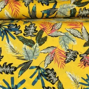 Katoen - Leaves of the Tropics - Warm Yellow Sichere Zahlung