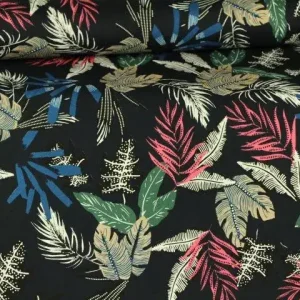 Highlight Katoen - Leaves of the Tropics - Dark Navy