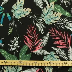 Aktuell Katoen - Leaves of the Tropics - Black