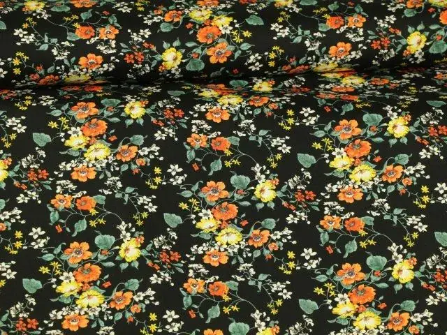 Baumwolle Sea of Flowers - Black Angebot