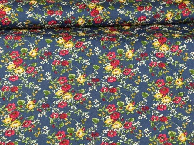 Katoen - Sea of Flowers - Blue Neue Ware