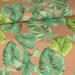 Angebot Baumwolle Jersey - Jungle Leaves on Vintage Pink
