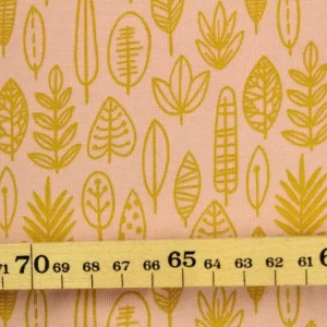 Top-Angebot Katoenen Tricot - Stenzo: Ocher Leaves on Old Pink