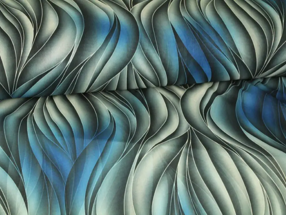 Top-Seller Silky Chiffon - Blue/Grey Chique Waves