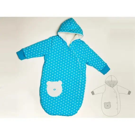 Preis Gesenkt Baby Kinder Schlafsack Pucksack Schnittmuster gefüttert mit Ärmelbündchen + Kapuze. Ebook PDF Gr. 50 - 104 NEVIO von Patternforkids Gr. 56-104