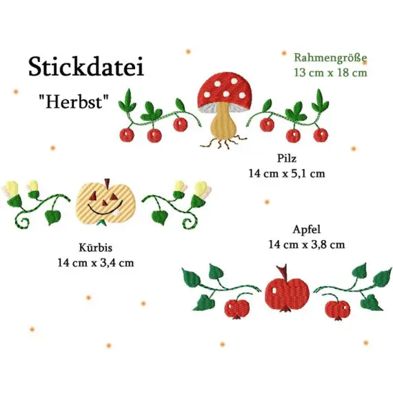 Stickdatei "Ornamente Herbst" in zwei Größen für den Rahmen 10 cm x 10 cm und 13 cm x 18 cm Neue Ware