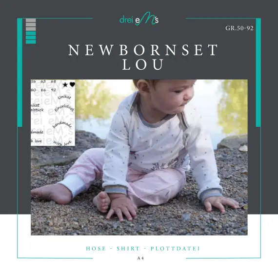 Newborn-Set LOU Hose+ShirtGr. 50-92 icl. gratis Plottdatei Geprüft