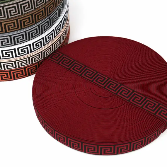 1 Meter Gummiband - 25mm - Ethno Muster - Bordeaux Preis Gesenkt