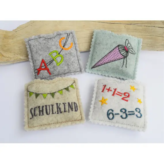 Stickdatei Schulanfang ITH Schokohülle klein 5 Motive mit Mehrfachstickbögen Begrenztes Angebot