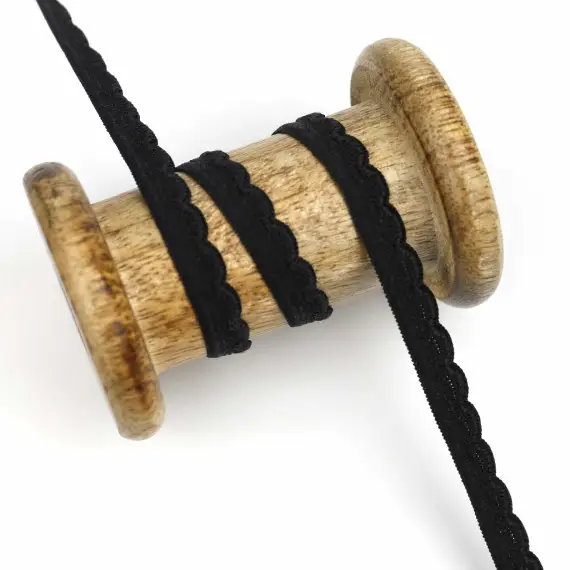 Solange Der Vorrat Reicht 1m Gummiband - Ziergummi - Bögen - Wellen - 10mm - Schwarz