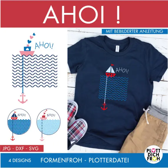 PLOTTERDATEI - AHOI !- Schiff - Boot - Meer - Plott - Design von formenfroh - dxf + svg + jpg Neue Kollektion