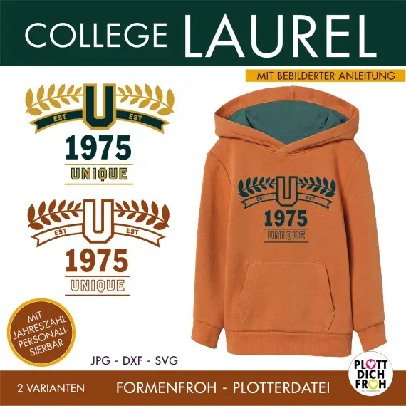 COLLEGE LAUREL - Plotterdatei mit Jahreszahl UNIQUE - personalisierter - Formenfroh Jetzt Kaufen