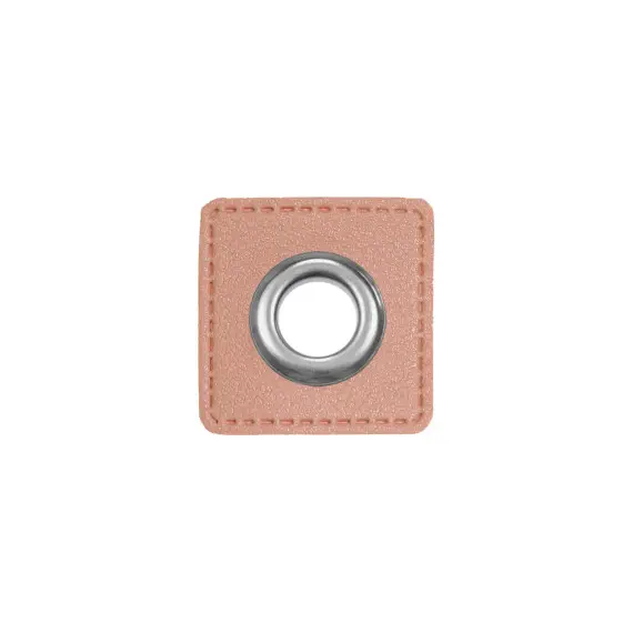 Letzte Chance Kunstleder Öse - Quadrat - 11mm - Square - Patches - Altrosa/Silber