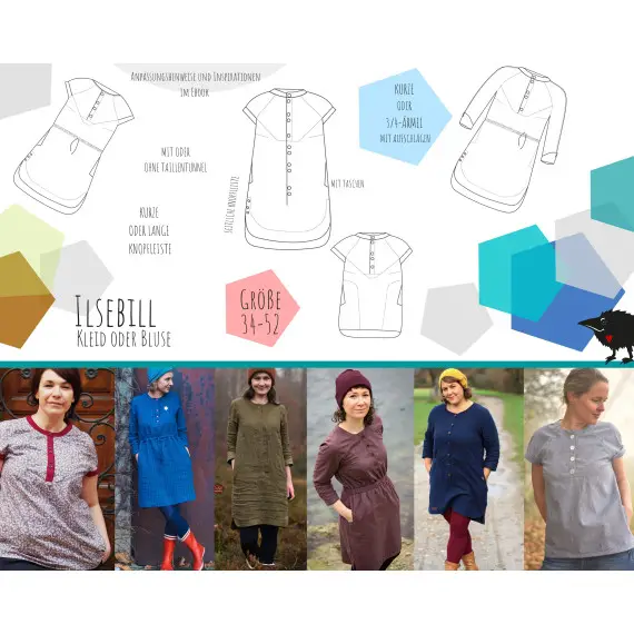 Ilsebill Kleid und Bluse Gr. 34-52 Preiswert